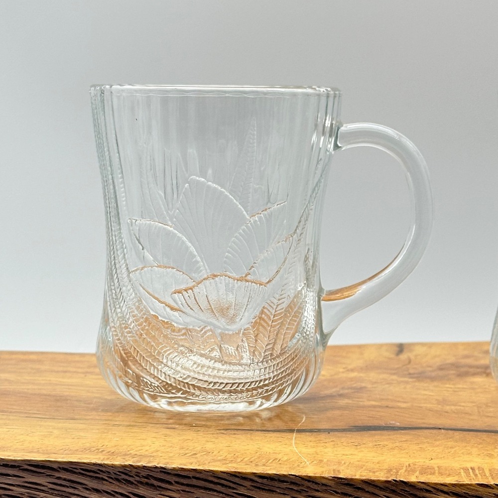 Arcoroc France Canterbury Crocus Clear‎ Glass Mugs Set of 4